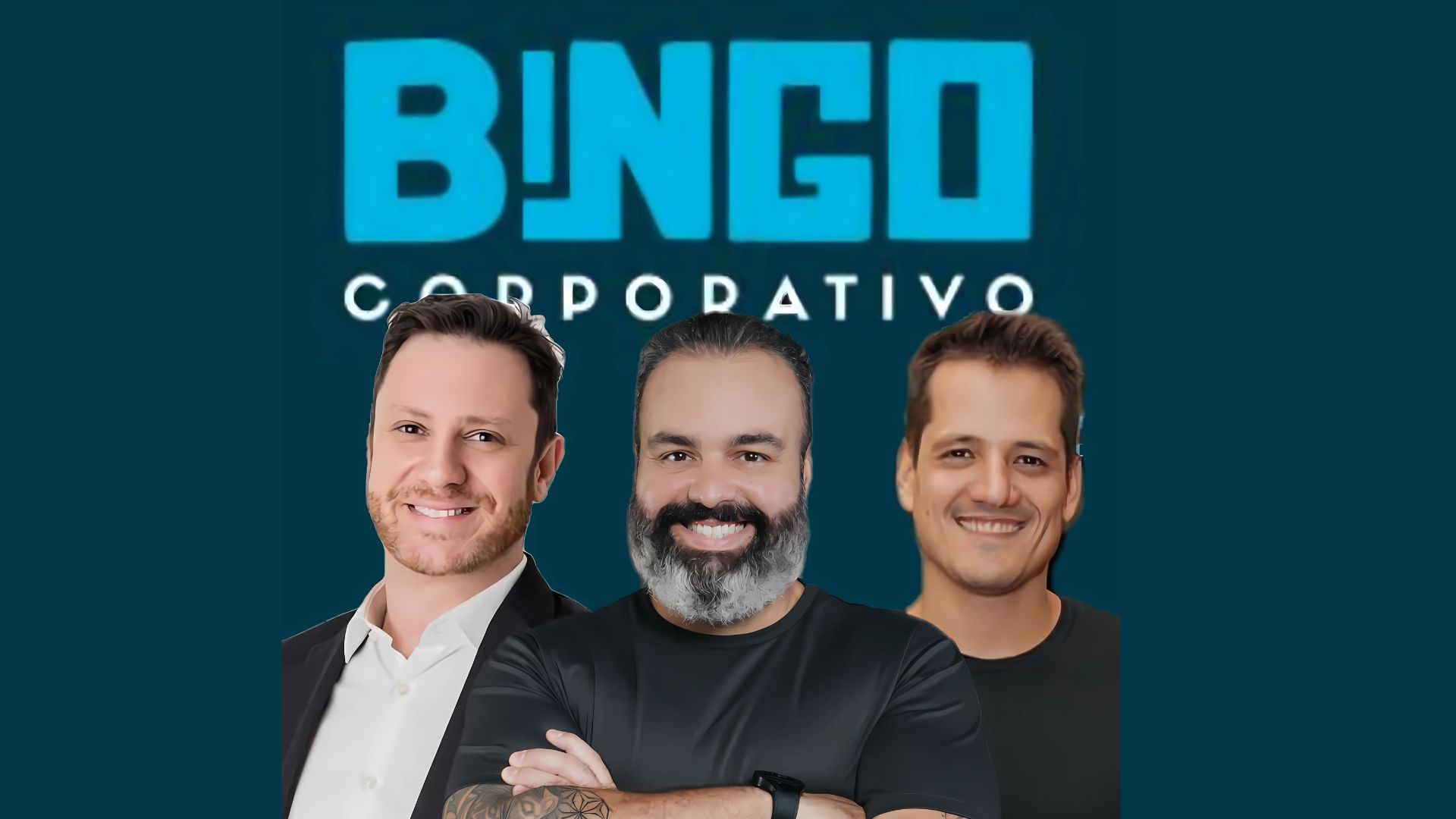 Os três hosts do Bingo Corporativo